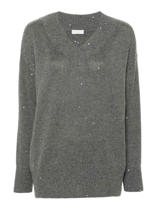 BRUNELLO CUCINELLI: v necks - Long Sleeve V-Neck Sweater
