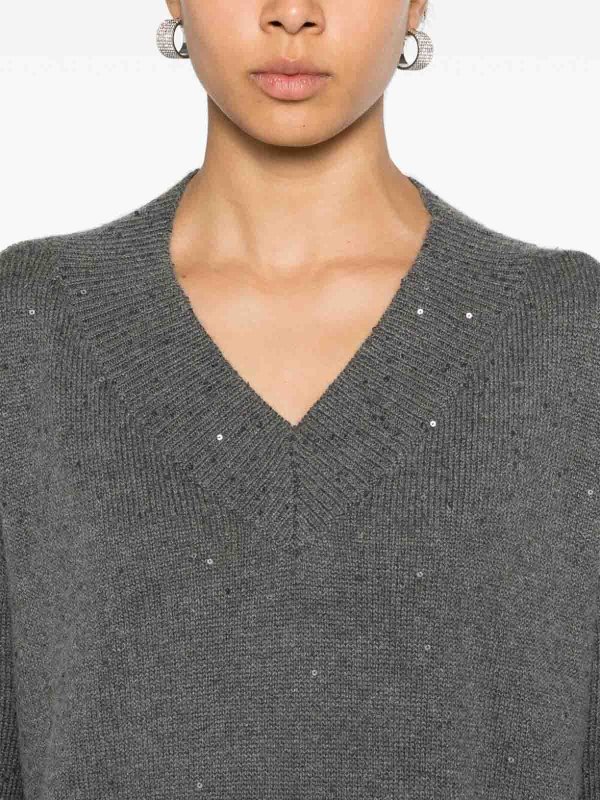 The Best Shops BRUNELLO CUCINELLI: v necks - Long Sleeve V-Neck Sweater