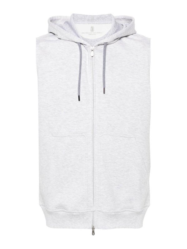 BRUNELLO CUCINELLI: Sweatshirts & Sweaters - Sleeveless Sweatshirt With Zipper And Hood