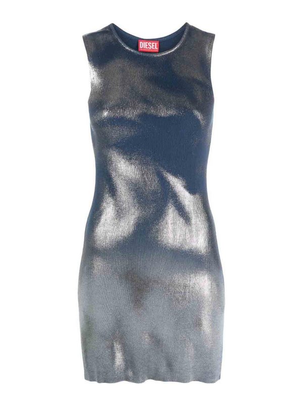 DIESEL: short dresses - Short Knit Dress With Metallic Effects