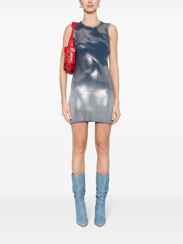DIESEL: short dresses online - Short Knit Dress With Metallic Effects