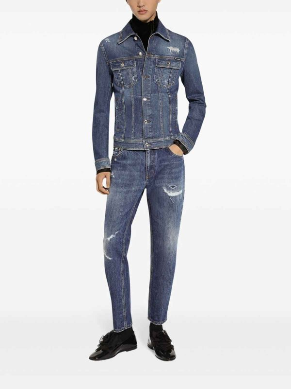 DOLCE & GABBANA: Bootcut online - Bootcut Jeans - Dunkles Jeansblau