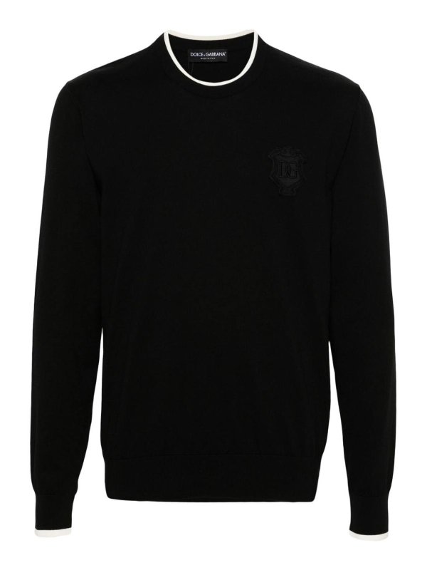 DOLCE & GABBANA: Suéteres con cuello pico - Suéter Cuello Redondo - Negro