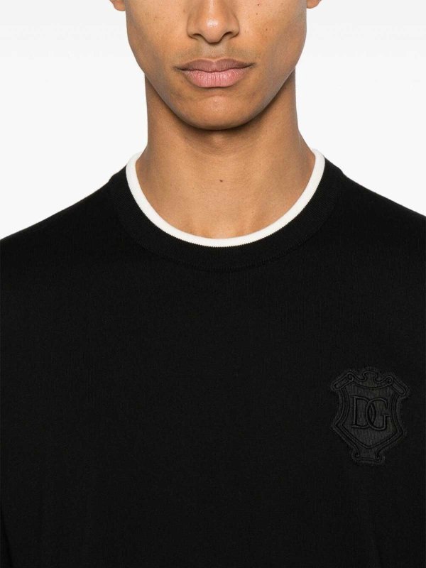 The Best Shops DOLCE & GABBANA: Suéteres con cuello pico - Suéter Cuello Redondo - Negro