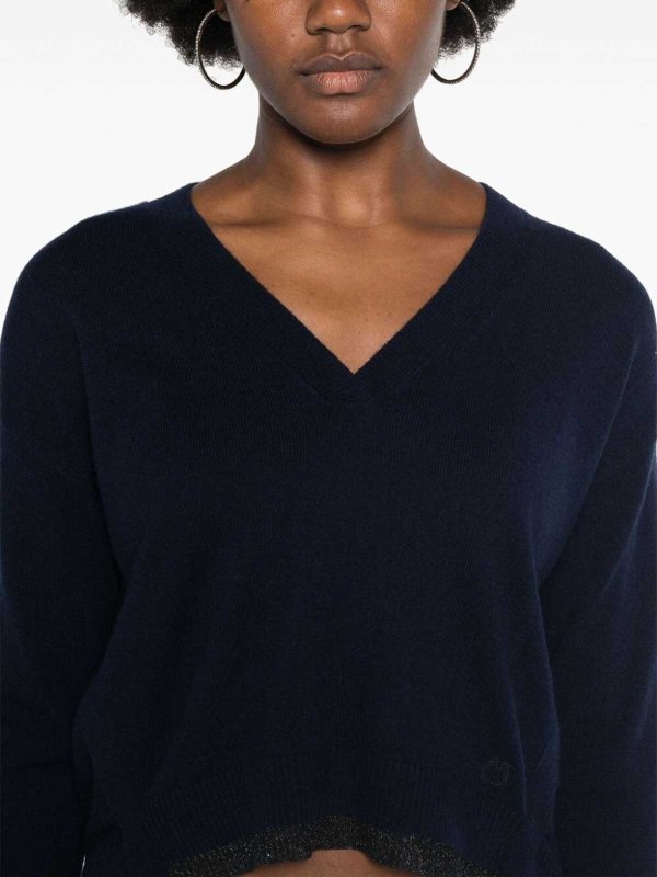 The Best Shops Pinko: Strickpullover mit Rundhalsausschnitt - Rundhalspullover - Blau