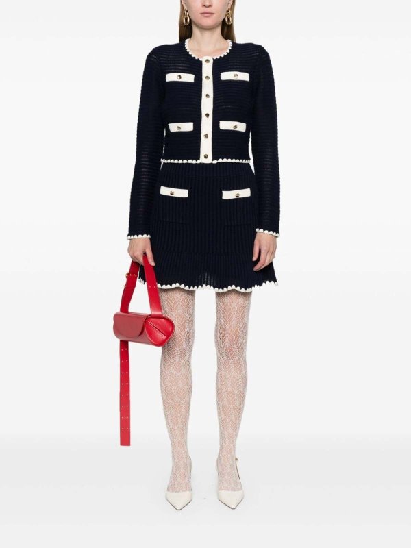 Self Portrait: mini skirts online - Crochet Contrast Trim Mini Skirt