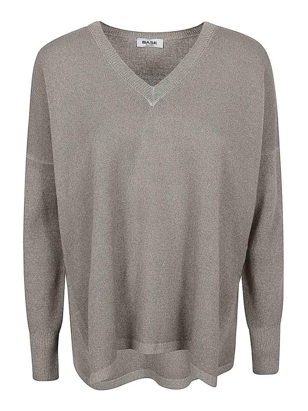 BASE: Suéteres con cuello pico - Suéter Con Cuello De Pico - Gris