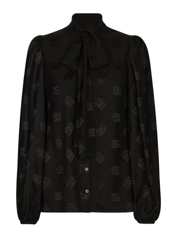 DOLCE & GABBANA: shirts - Allover Logo Silk Shirt