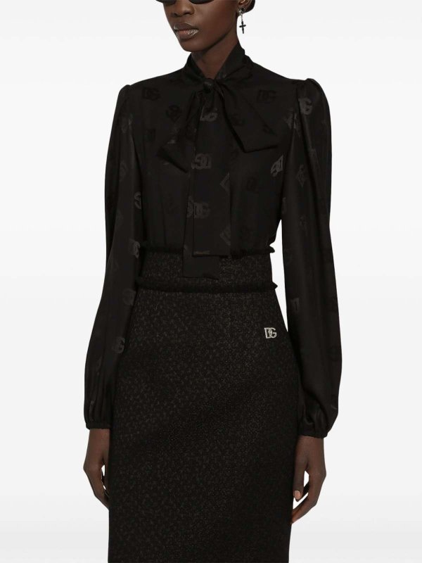 The Best Shops DOLCE & GABBANA: shirts - Allover Logo Silk Shirt