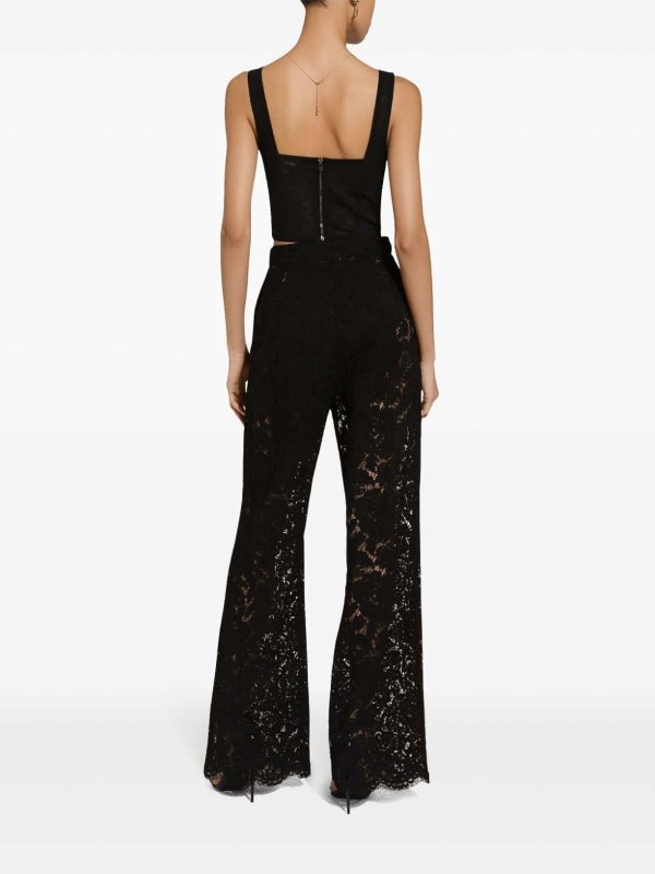 The Best Shops DOLCE & GABBANA: casual trousers - Lace Wide-Leg Trousers