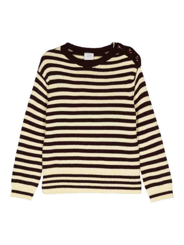 ALYSI: crew necks - Wool Blend Striped Sweater