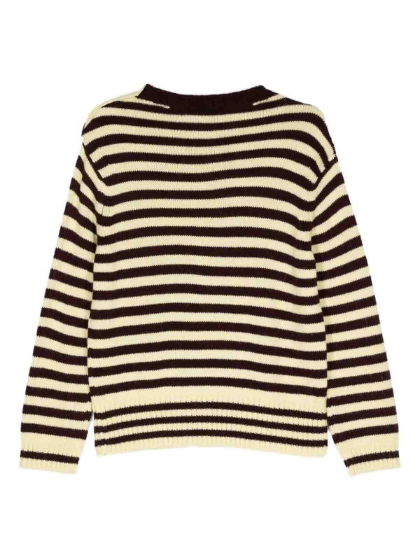 ALYSI: crew necks online - Wool Blend Striped Sweater