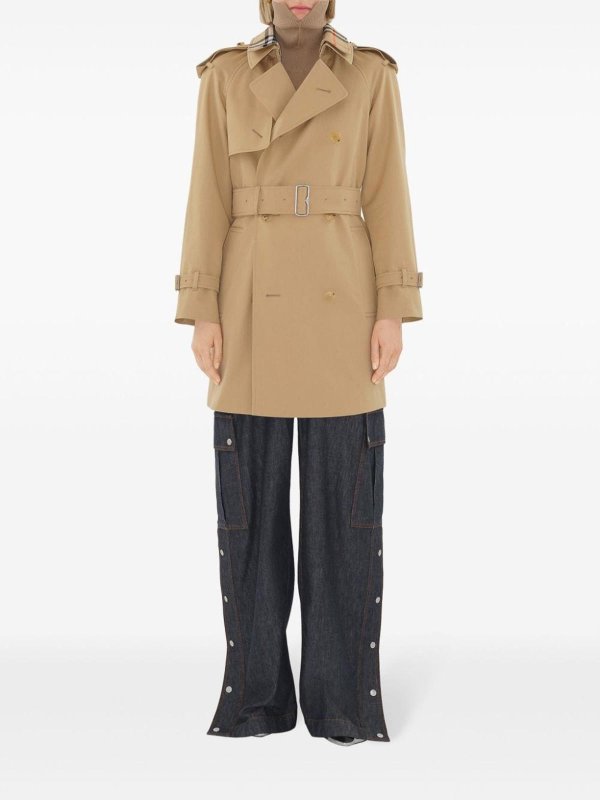 BURBERRY: short coats online - Cotton Trench Coat