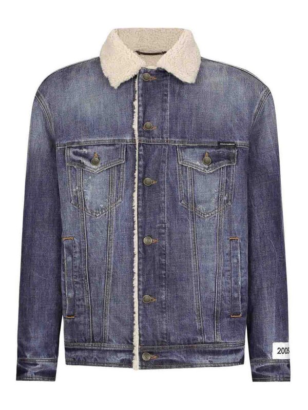 DOLCE & GABBANA: casual jackets - Shearling Denim Jacket