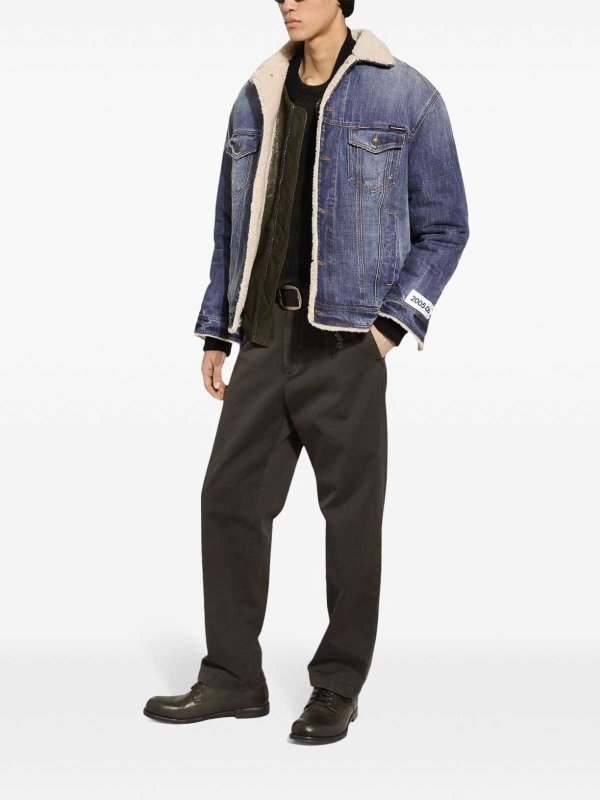 DOLCE & GABBANA: casual jackets online - Shearling Denim Jacket