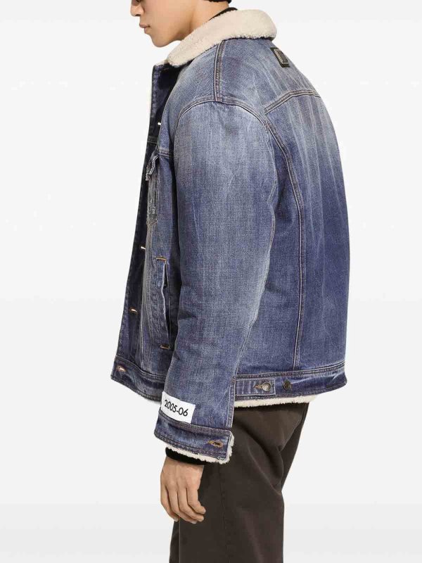 The Best Shops DOLCE & GABBANA: casual jackets - Shearling Denim Jacket