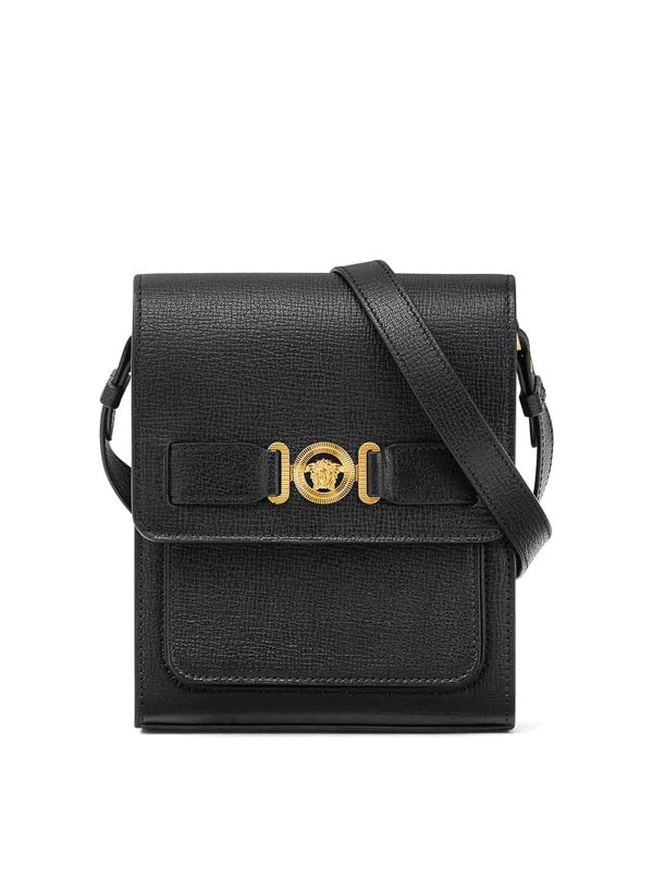 VERSACE: cross body bags - Leather Messenger Bag