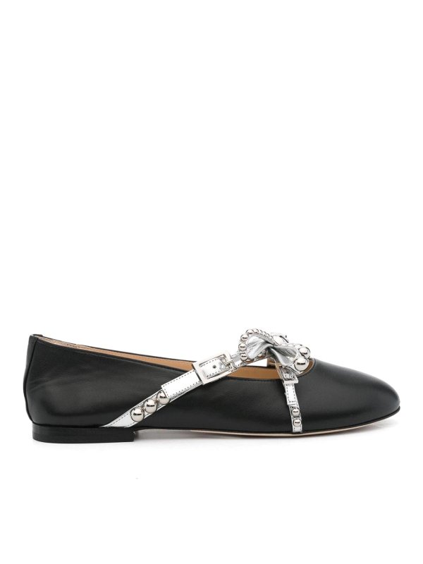 MACH & MACH: flat shoes - Crystal Studs Leather Ballets