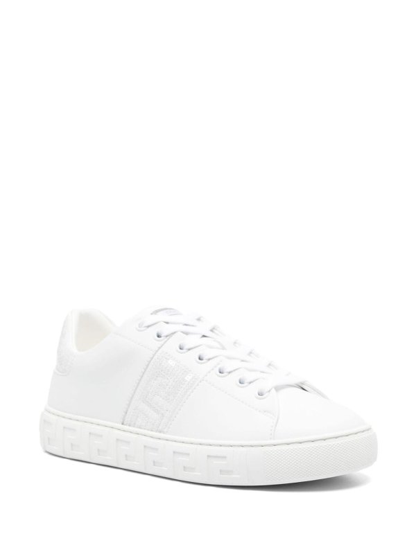 VERSACE: trainers online - Greca Sequined Sneakers