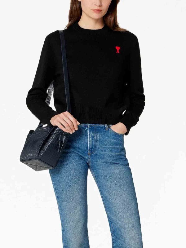 The Best Shops AMI PARIS: Strickpullover mit Rundhalsausschnitt - Rundhalspullover - Schwarz