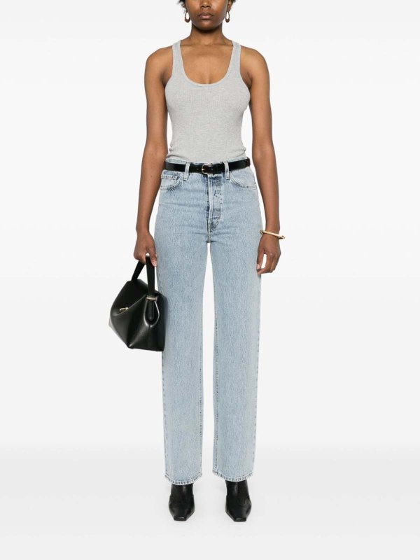 AGOLDE: Top e canotte online - Canotta Bianca a coste