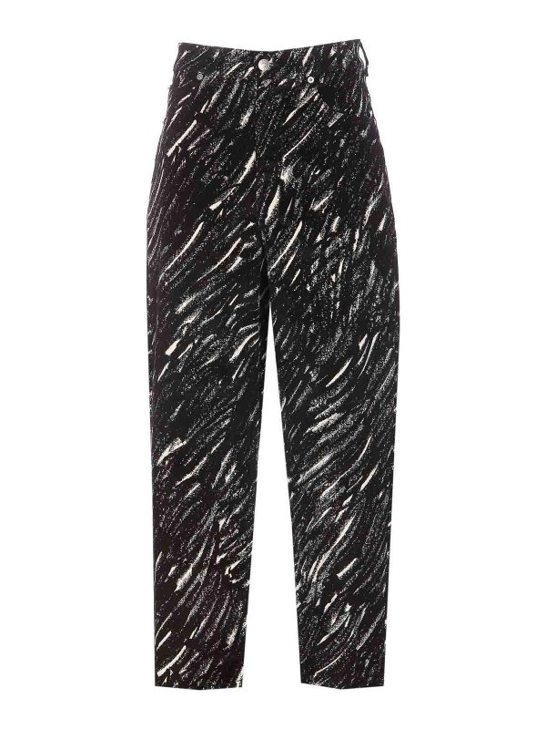 Marni: Trousers Shorts - Crayon Print Wide Denim Pants