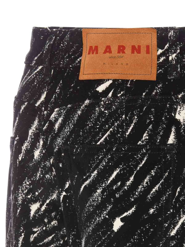 The Best Shops Marni: Trousers Shorts - Crayon Print Wide Denim Pants
