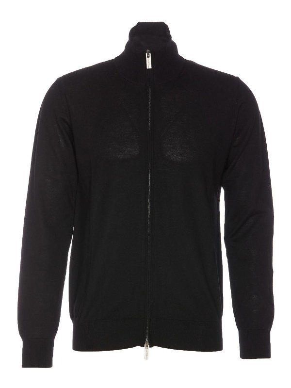 Paolo Pecora: cardigans - Black Sweater High Neck