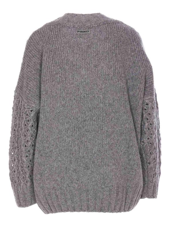 Pinko: Strickpullover mit Rundhalsausschnitt online - Rundhalspullover - Silber