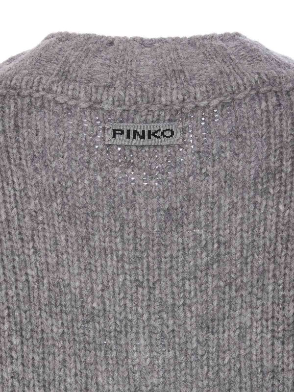The Best Shops Pinko: Strickpullover mit Rundhalsausschnitt - Rundhalspullover - Silber