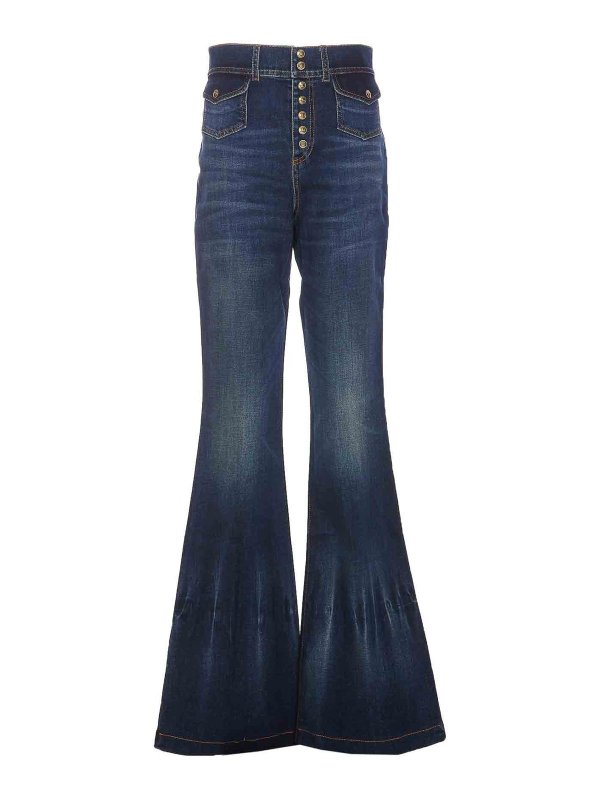 Versace Jeans Couture: ブーツカットジーンズ - ブーツカットジーンズ - ブルー