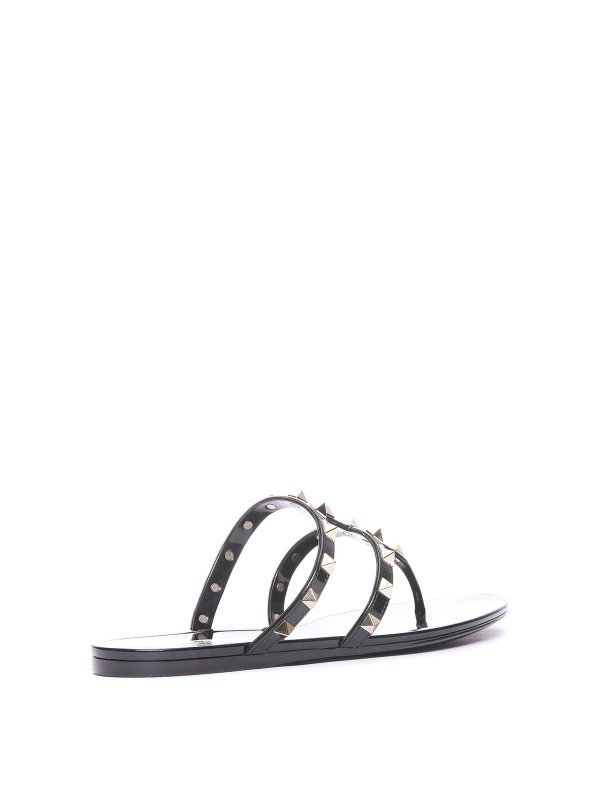VALENTINO GARAVANI: flat shoes online - Rockstud Rubber Flat Thong Sandals