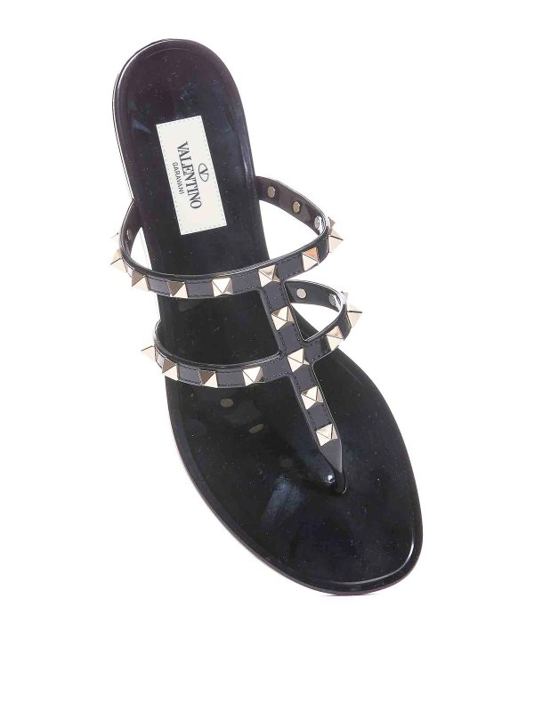 The Best Shops VALENTINO GARAVANI: flat shoes - Rockstud Rubber Flat Thong Sandals