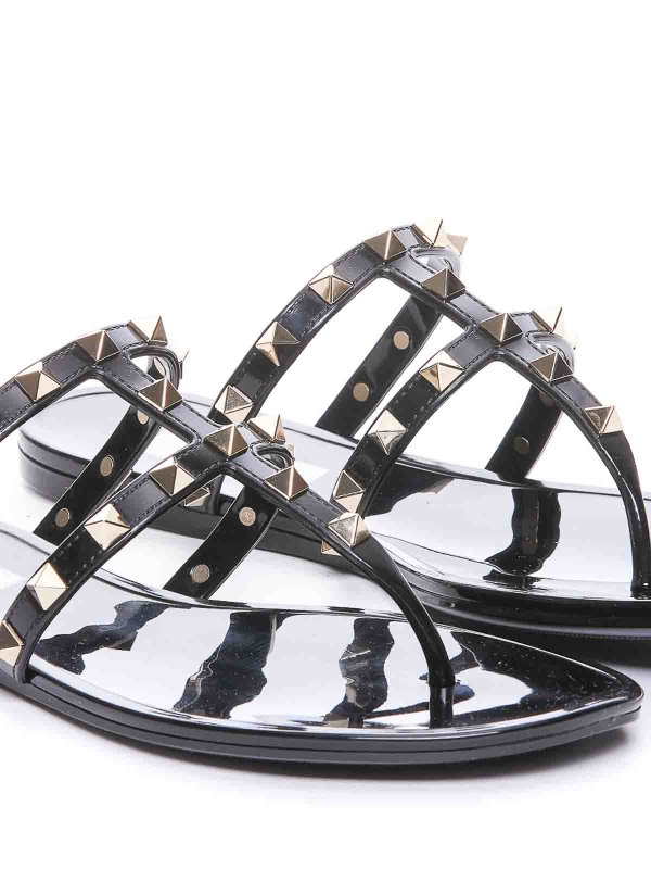 Rockstud Rubber Flat Thong Sandals shop online: VALENTINO GARAVANI