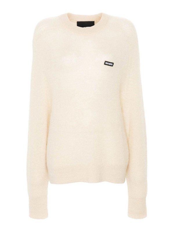 ROTATE Birger Christensen: crew necks - Light Beige Wide Raglan Sleeve Sweater