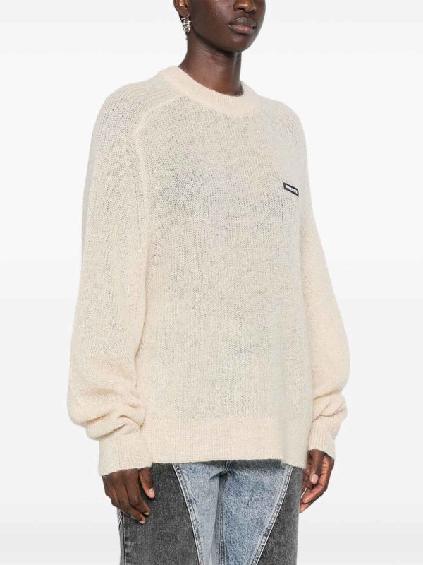 ROTATE Birger Christensen: crew necks online - Light Beige Wide Raglan Sleeve Sweater