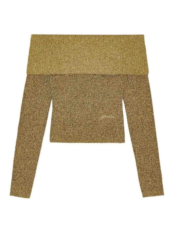 GANNI: Pull col rond - Pull Col Rond - Or