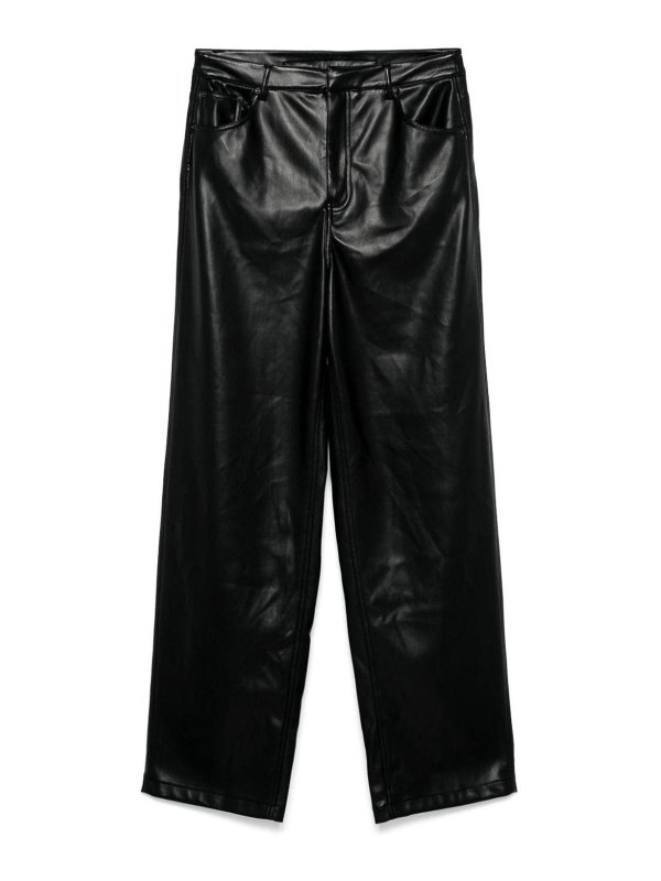 ROTATE Birger Christensen: Trousers Shorts - Wide-Leg Faux Leather Trousers