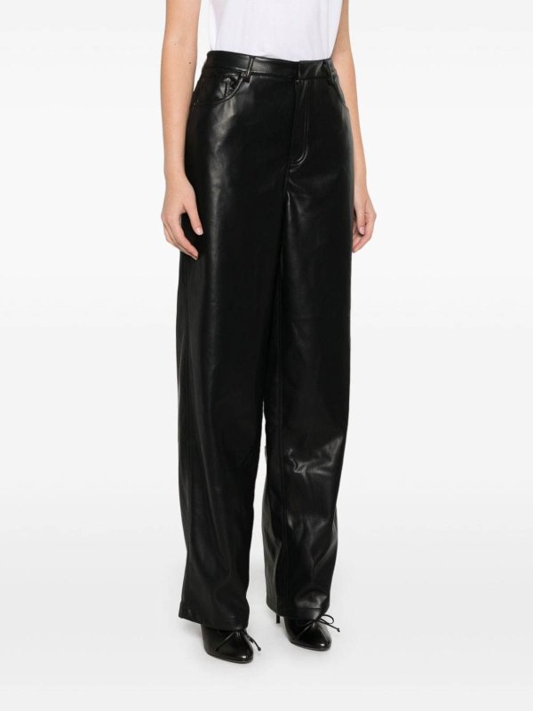 The Best Shops ROTATE Birger Christensen: Trousers Shorts - Wide-Leg Faux Leather Trousers