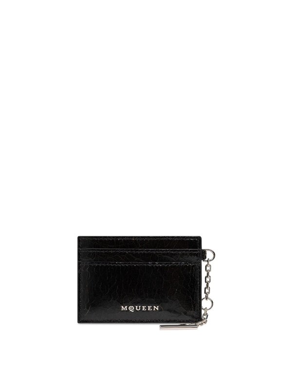ALEXANDER MCQUEEN: clutches - Calf Leather Cardholder With Logo Lettering
