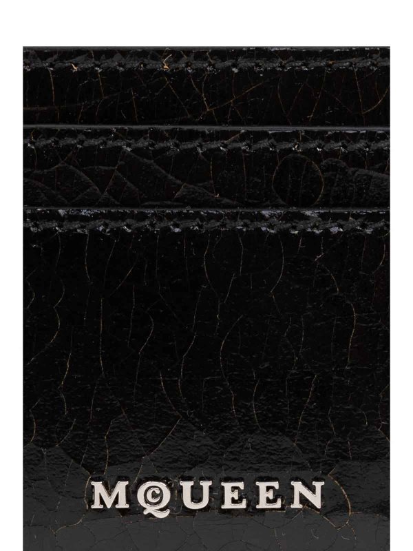 The Best Shops ALEXANDER MCQUEEN: clutches - Calf Leather Cardholder With Logo Lettering