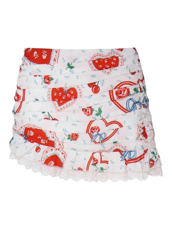 FOR LOVE & LEMONS: ミニスカート - 膝丈/ミディスカート - 赤