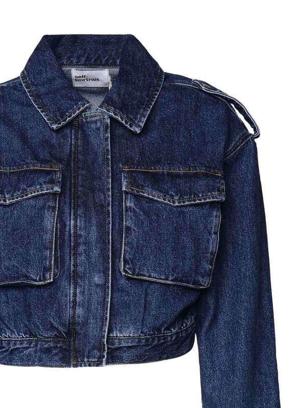 The Best Shops Self Portrait: casual jackets - Denim Crop Top Jacket