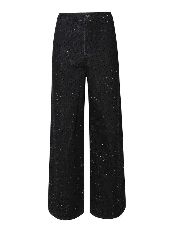 Self Portrait: bootcut jeans - Wide Jeans With Rhinestones