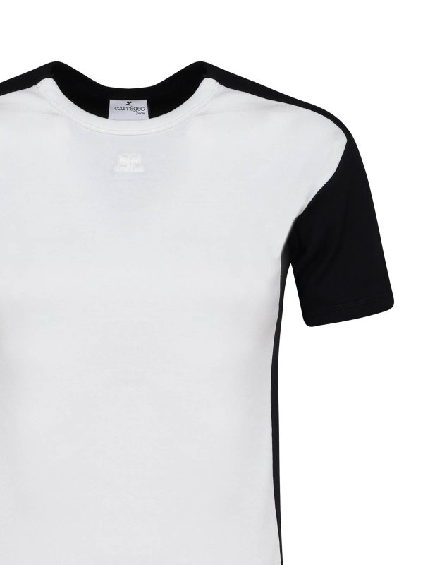 The Best Shops Courreges: t-shirts - Contrast Frame T-Shirt In Cotton