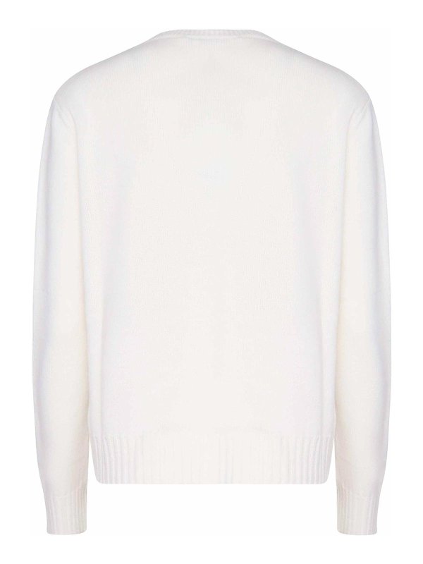 Max Mara: Strickpullover mit Rundhalsausschnitt online - Rundhalspullover - Weiß