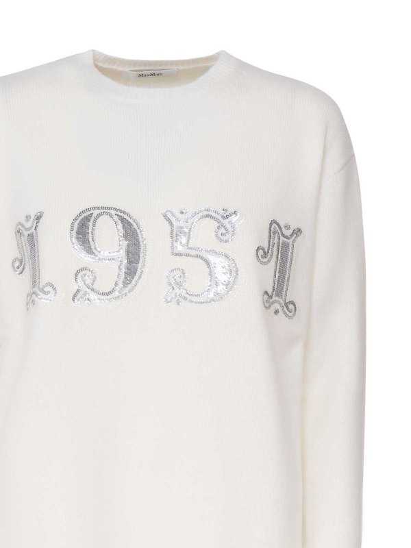The Best Shops Max Mara: crew necks - Plata Pullover In Wool Cashmere And Sequins