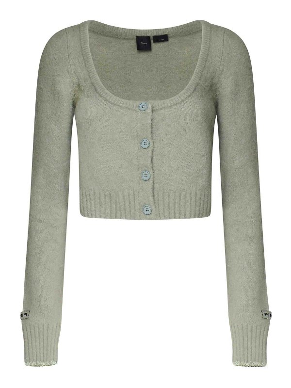 Pinko: Strickpullover mit Rundhalsausschnitt - Rundhalspullover - Hellgrün