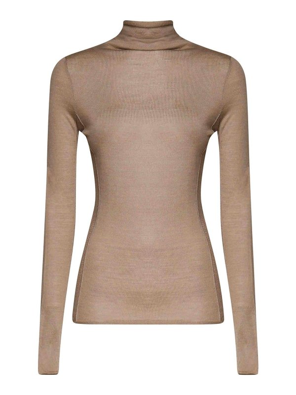 Pinko: Suéteres con cuello pico - Suéter Cuello Redondo - Beis