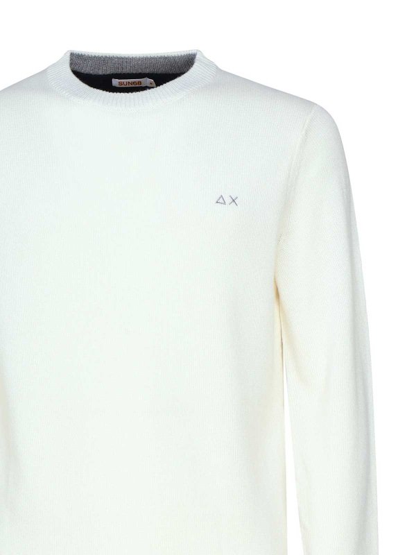 The Best Shops SUN 68: Strickpullover mit Rundhalsausschnitt - Rundhalspullover - Weiß